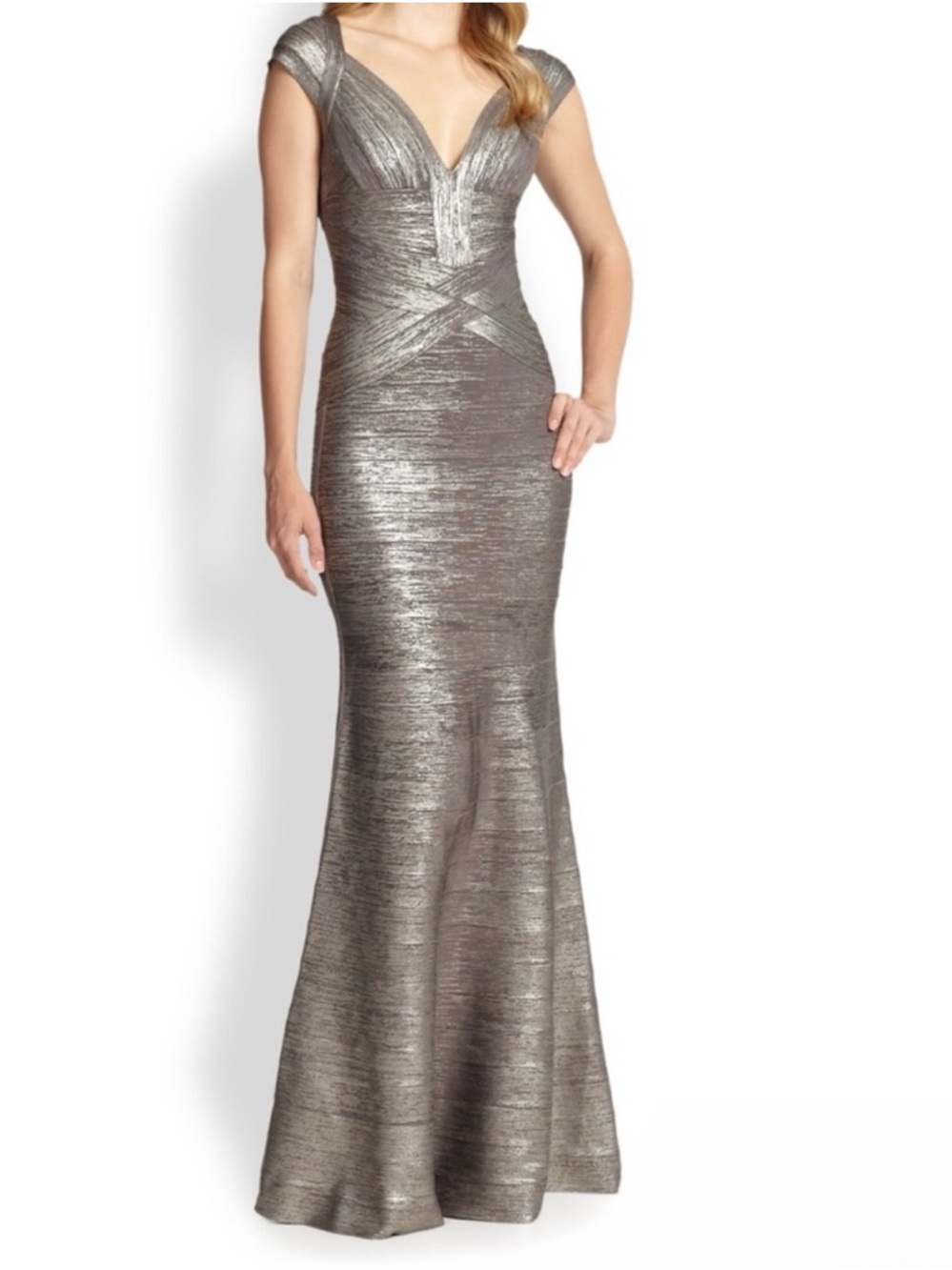 Silver Herve Leger Bandage Dress